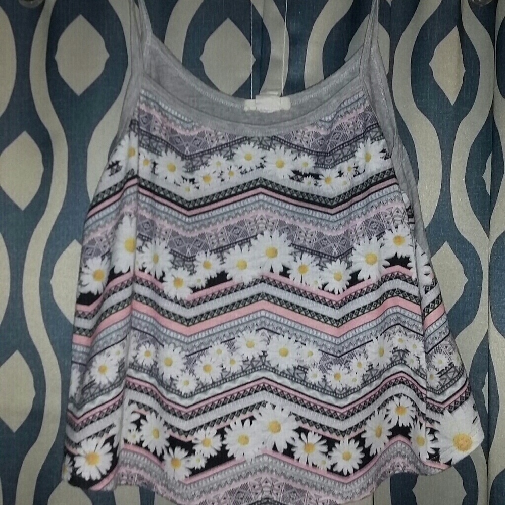 Touch Blue Daisy Chevron Crop Top